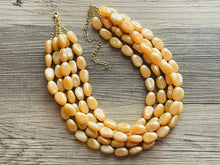 Load image into Gallery viewer, Fortune Favors the GOLD Statement 5 Strand statement necklace, pretty big beaded chunky jewelry, golden shiny metallic jewelry necklace