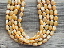 Load image into Gallery viewer, Fortune Favors the GOLD Statement 5 Strand statement necklace, pretty big beaded chunky jewelry, golden shiny metallic jewelry necklace