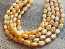 Load image into Gallery viewer, Fortune Favors the GOLD Statement 5 Strand statement necklace, pretty big beaded chunky jewelry, golden shiny metallic jewelry necklace