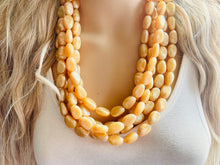 Load image into Gallery viewer, Fortune Favors the GOLD Statement 5 Strand statement necklace, pretty big beaded chunky jewelry, golden shiny metallic jewelry necklace