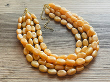 Load image into Gallery viewer, Fortune Favors the GOLD Statement 5 Strand statement necklace, pretty big beaded chunky jewelry, golden shiny metallic jewelry necklace