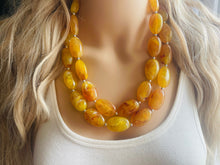 Load image into Gallery viewer, Firey Marigold Chunky Statement Necklace, Big beaded jewelry, red orange Statement Necklace, Bib necklace, yellow bridesmaid wedding