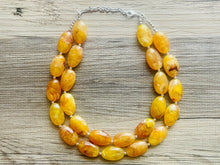 Load image into Gallery viewer, Firey Marigold Chunky Statement Necklace, Big beaded jewelry, red orange Statement Necklace, Bib necklace, yellow bridesmaid wedding