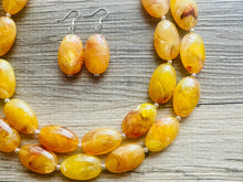Load image into Gallery viewer, Firey Marigold Chunky Statement Necklace, Big beaded jewelry, red orange Statement Necklace, Bib necklace, yellow bridesmaid wedding