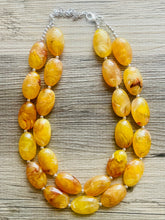 Load image into Gallery viewer, Firey Marigold Chunky Statement Necklace, Big beaded jewelry, red orange Statement Necklace, Bib necklace, yellow bridesmaid wedding
