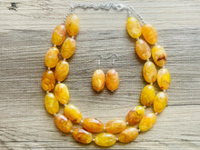 Load image into Gallery viewer, Firey Marigold Chunky Statement Necklace, Big beaded jewelry, red orange Statement Necklace, Bib necklace, yellow bridesmaid wedding