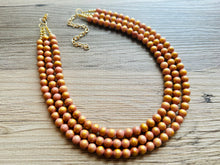 Load image into Gallery viewer, Pink & Gold Stardust statement necklace, chunky bib necklace, beaded jewelry blush pink necklace, three strand jewelry blush magenta light