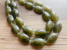 Load image into Gallery viewer, Army Green Chunky Statement Necklace, Big beaded jewelry, Double Strand Statement Necklace, Bib necklace, green bridesmaid wedding camo