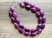 Load image into Gallery viewer, Swirled purple Chunky Statement Necklace and earrings Set, Beaded purple Jewelry, purple bib necklace, purple earrings, lilac jewelry
