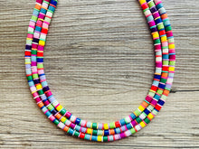 Load image into Gallery viewer, Ultimate Rainbow Statement Necklace, Colorful Beaded Necklace, Chunky bib necklace, Roy G Biv necklace, bright jewelry, bridesmaid pride