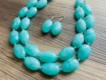 Load image into Gallery viewer, SpearMint Statement Necklace, Chunky Beaded Necklace, Mint Green Jewelry, Spring Jewelry, green Necklace, green beaded necklace, double