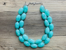 Load image into Gallery viewer, SpearMint Statement Necklace, Chunky Beaded Necklace, Mint Green Jewelry, Spring Jewelry, green Necklace, green beaded necklace, double