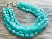 Load image into Gallery viewer, SpearMint 5 strand Statement Necklace, Chunky Beaded Necklace, Mint Green Jewelry, Spring Jewelry, green thick Necklace, green beaded