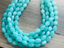 Load image into Gallery viewer, SpearMint 5 strand Statement Necklace, Chunky Beaded Necklace, Mint Green Jewelry, Spring Jewelry, green thick Necklace, green beaded