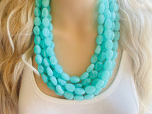 Load image into Gallery viewer, SpearMint 5 strand Statement Necklace, Chunky Beaded Necklace, Mint Green Jewelry, Spring Jewelry, green thick Necklace, green beaded