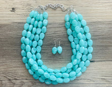 Load image into Gallery viewer, SpearMint 5 strand Statement Necklace, Chunky Beaded Necklace, Mint Green Jewelry, Spring Jewelry, green thick Necklace, green beaded