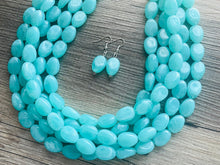 Load image into Gallery viewer, SpearMint 5 strand Statement Necklace, Chunky Beaded Necklace, Mint Green Jewelry, Spring Jewelry, green thick Necklace, green beaded