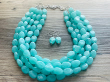 Load image into Gallery viewer, SpearMint 5 strand Statement Necklace, Chunky Beaded Necklace, Mint Green Jewelry, Spring Jewelry, green thick Necklace, green beaded