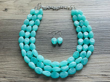 Load image into Gallery viewer, SpearMint 3 strand Statement Necklace, Chunky Beaded Necklace, Mint Green Jewelry, Spring Jewelry, green thick Necklace, green beaded