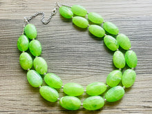 Load image into Gallery viewer, Big Bead Lime Necklace, Double Strand Statement Jewelry, light green Chunky bib bridesmaid everyday bubble jewelry evergreen