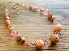 Load image into Gallery viewer, Metallic Sparkle Pink White gold beaded statement necklace, single strand necklace, Valentine's Day jewelry, big bead jewelry decor
