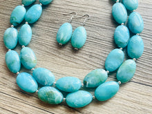 Load image into Gallery viewer, Seafoam Statement Necklace & Earrings, Chunky Beaded Necklace, green Jewelry, teal blue Jewelry, green earrings Necklace, mint jewelry
