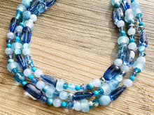 Load image into Gallery viewer, A Dream Come Blue Statement Necklace, chunky bib beaded jewelry, navy royal blue necklace, dark blue beaded acrylic jewelry