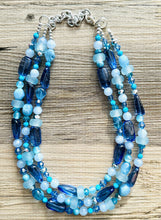 Load image into Gallery viewer, A Dream Come Blue Statement Necklace, chunky bib beaded jewelry, navy royal blue necklace, dark blue beaded acrylic jewelry