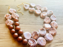Load image into Gallery viewer, Creamy Coffee chunky necklace, fall brown beaded jewelry, resin beaded Mocha necklace, brown beaded necklace, cinnamon necklace
