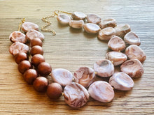 Load image into Gallery viewer, Creamy Coffee chunky necklace, fall brown beaded jewelry, resin beaded Mocha necklace, brown beaded necklace, cinnamon necklace