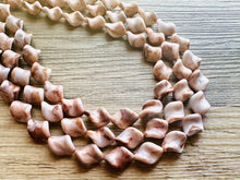 Load image into Gallery viewer, Hot Fudge 3 Strand Statement Necklace, Chunky Brown Twist Beaded Bib Jewelry earrings, brown jewelry set, white resin jewelry neutral