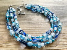 Load image into Gallery viewer, A Dream Come Blue Statement Necklace, chunky bib beaded jewelry, navy royal blue necklace, dark blue beaded acrylic jewelry