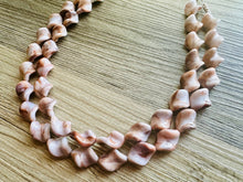 Load image into Gallery viewer, Hot Fudge 2 Strand Statement Necklace, Chunky Brown Twist Beaded Bib Jewelry earrings, brown jewelry set, white resin jewelry neutral