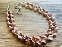 Load image into Gallery viewer, Hot Fudge 2 Strand Statement Necklace, Chunky Brown Twist Beaded Bib Jewelry earrings, brown jewelry set, white resin jewelry neutral