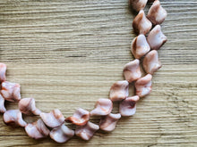 Load image into Gallery viewer, Hot Fudge 2 Strand Statement Necklace, Chunky Brown Twist Beaded Bib Jewelry earrings, brown jewelry set, white resin jewelry neutral