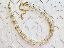 Load image into Gallery viewer, All that Glitters is GOLD, Statement 3 Strand statement necklace, pretty big beaded chunky jewelry, golden shiny metallic jewelry necklace
