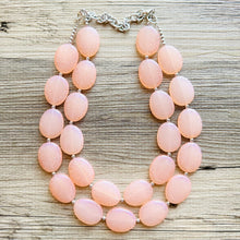 Load image into Gallery viewer, Tangerine Sky Statement Necklace, Big beaded jewelry, Double Strand Statement Necklace, Bib necklace orange bridesmaid wedding silver