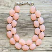 Load image into Gallery viewer, Tangerine Sky Statement Necklace, Big beaded jewelry, Double Strand Statement Necklace, Bib necklace orange bridesmaid wedding silver