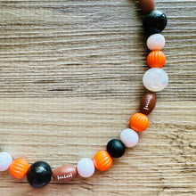 Load image into Gallery viewer, Orange Single Strand Necklace white black Jewelry, Chunky statement orange college football game mom team colors gemstone basketball spirit