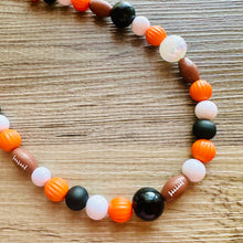 Load image into Gallery viewer, Orange Single Strand Necklace white black Jewelry, Chunky statement orange college football game mom team colors gemstone basketball spirit