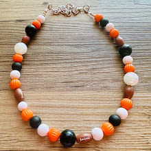 Load image into Gallery viewer, Orange Single Strand Necklace white black Jewelry, Chunky statement orange college football game mom team colors gemstone basketball spirit