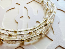 Load image into Gallery viewer, All that Glitters is GOLD, Statement 3 Strand statement necklace, pretty big beaded chunky jewelry, golden shiny metallic jewelry necklace