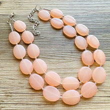 Load image into Gallery viewer, Tangerine Sky Statement Necklace, Big beaded jewelry, Double Strand Statement Necklace, Bib necklace orange bridesmaid wedding silver