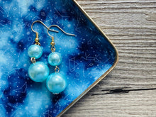 Load image into Gallery viewer, Turquoise Graduated Necklace, 1 strand jewelry, round beaded chunky statement necklace, blue necklace, light blue jewelry, formal drop long