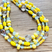 Load image into Gallery viewer, Yellow Double Statement Necklace, Chunky Jewelry Big Beaded Necklace, sunshine yellow Necklace, earrings Jewelry bubble