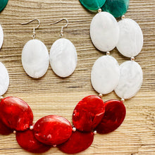 Load image into Gallery viewer, Mrs. Claus Necklace, Red & Green Holiday Jewelry, Christmas Jewelry, Red Green Jewelry, Christmas Gift Christmas Present white santa