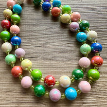Load image into Gallery viewer, Rainbow Bubble Beaded Necklace, Colorful Jewelry, Chunky statement necklace, big beaded necklace, rainbow jewelry, rainbow baby shower