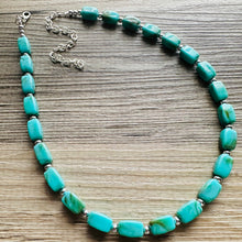Load image into Gallery viewer, Seafoam Green Chunky Statement Necklace, single strand necklace, green necklace, aqua necklace, green brown wedding bridesmaid necklace