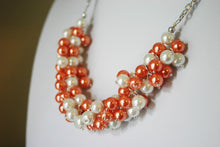 Load image into Gallery viewer, Orange & White Pearl Necklace // Texas Tennessee Oregon State Syracuse Bengals