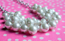 Load image into Gallery viewer, Chunky White Peal Cluster Necklace - 3 Size Peals - Silver Chain